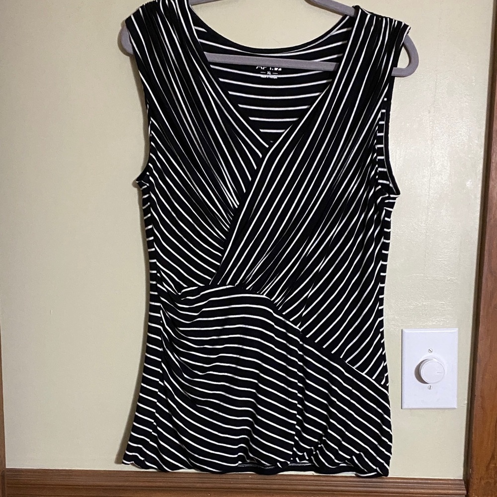 Apt. 9 Black and White Striped Blouse